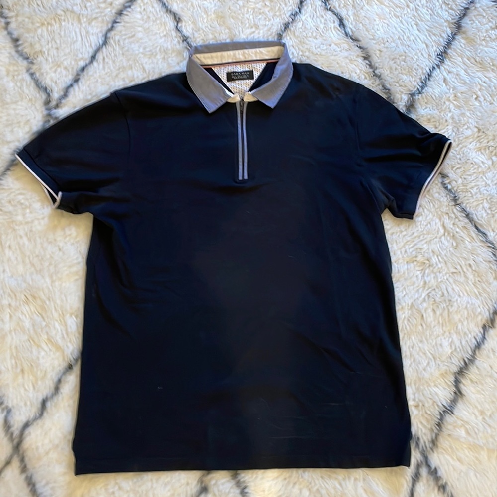Zara man zip up polo size large